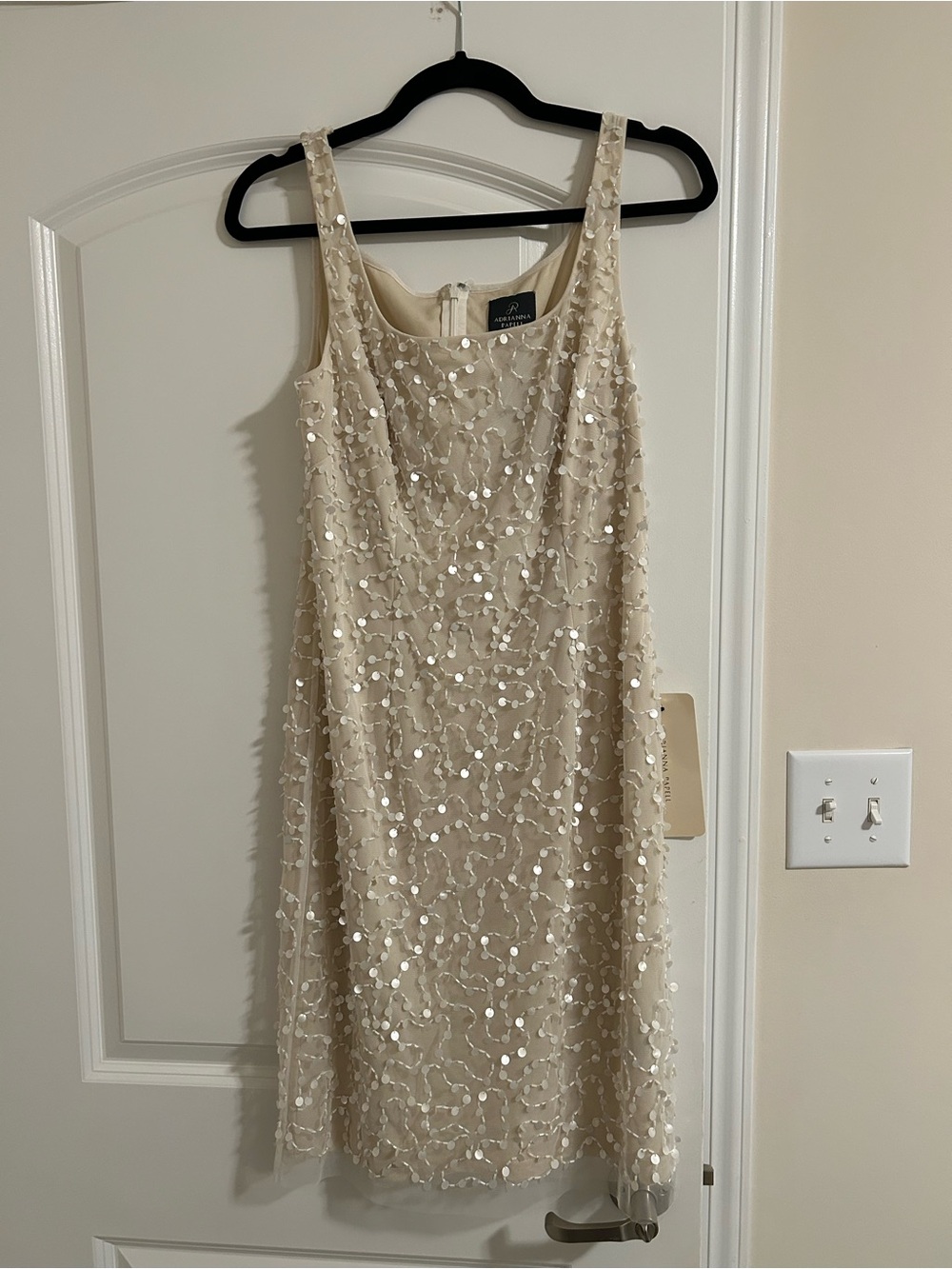 Adrianna Papell Champagne Sequin Sheath Dress